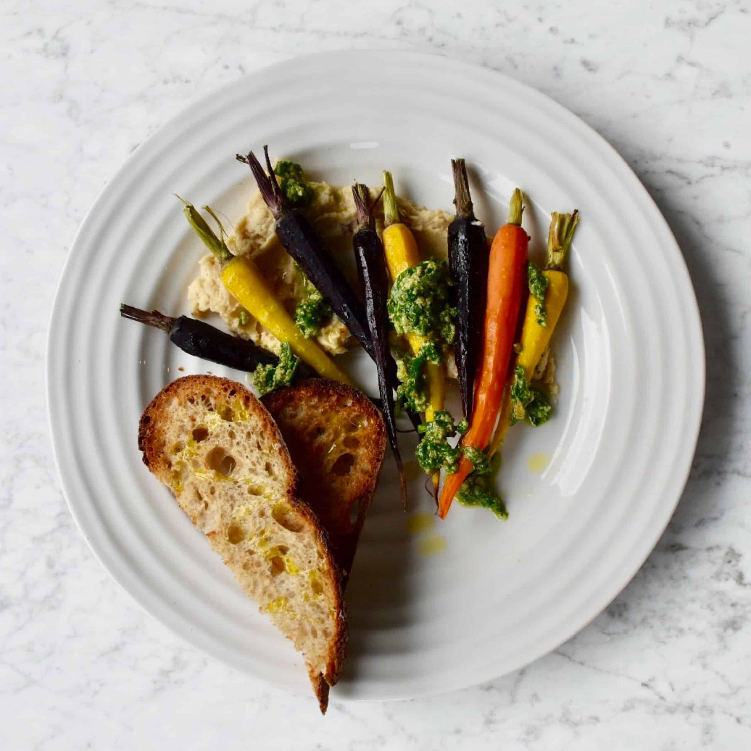 roasted carrot & white bean dip with walnut pesto - The Gut Stuff