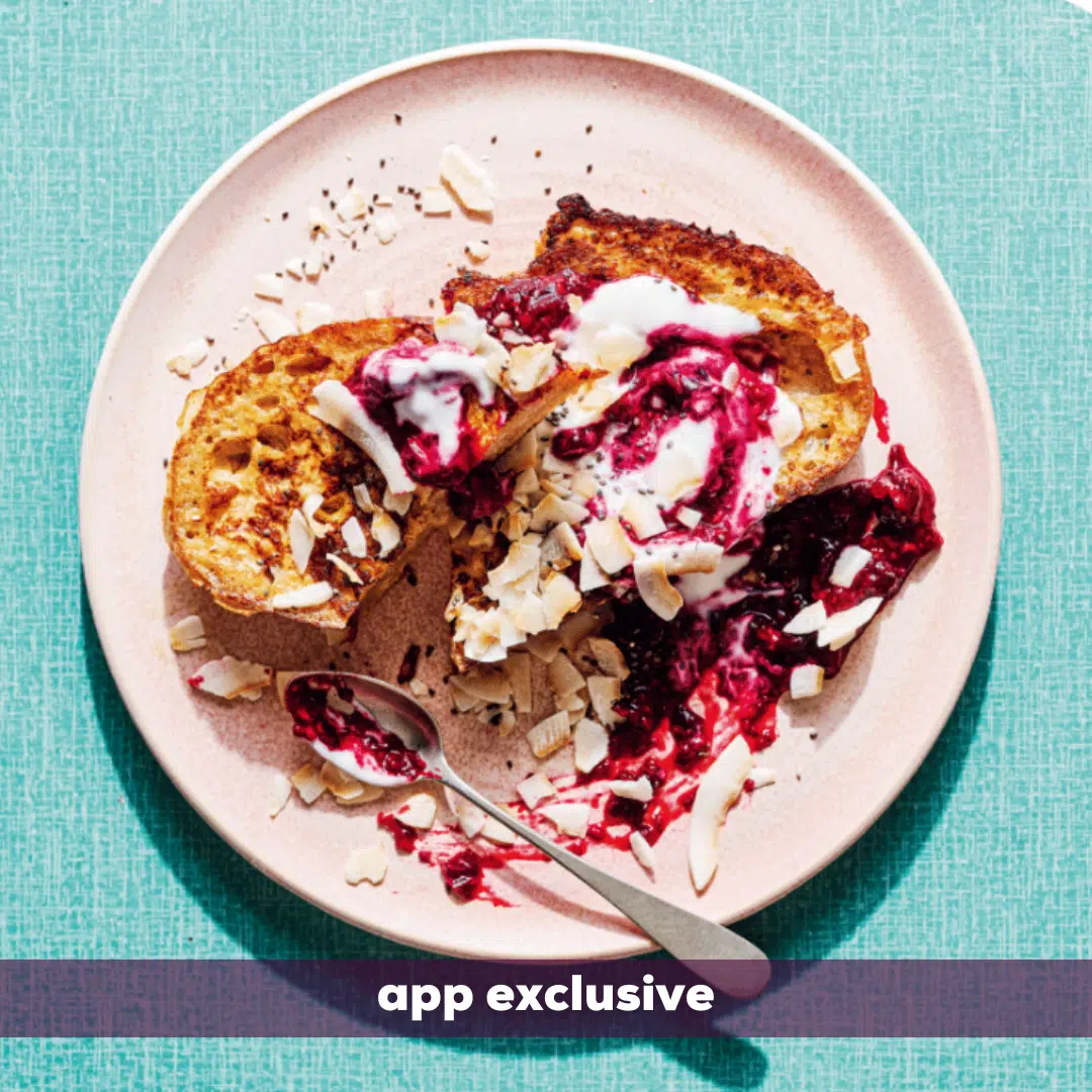sourdough french toast with mixed berry compote